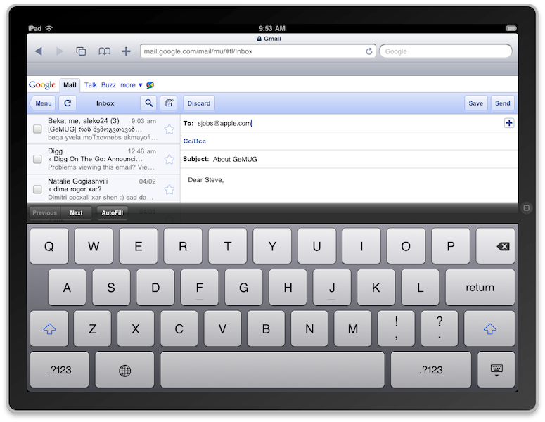 Google Mail for iPad